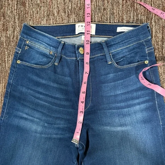 NWOT Frame Denim Le High Skinny Stagger Raw Hem Jeans Cropped Medium Wash 27 - Picture 6 of 10